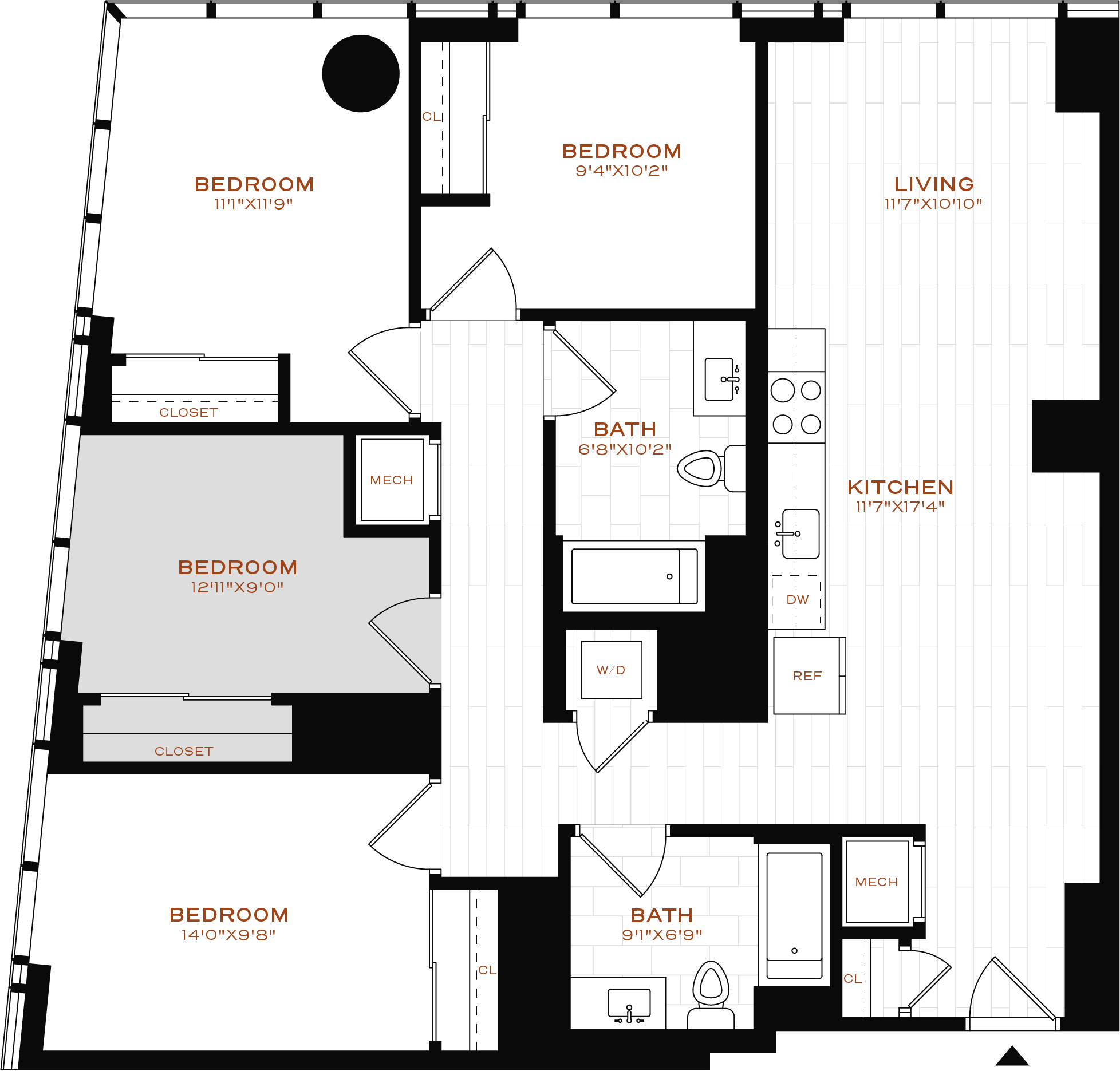 Rendering of the Co-Living LT-02 Bedroom 2 Floor Plan